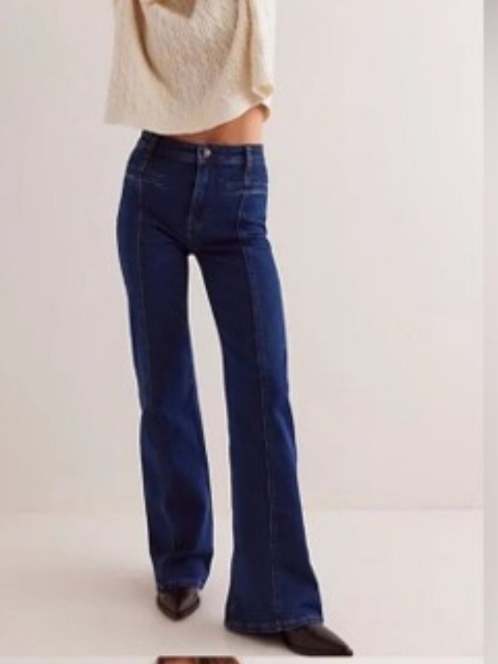 Free People Firecracker Flare Jeans High Rise Tartan Plaid Star 29 - Picture 4 of 11